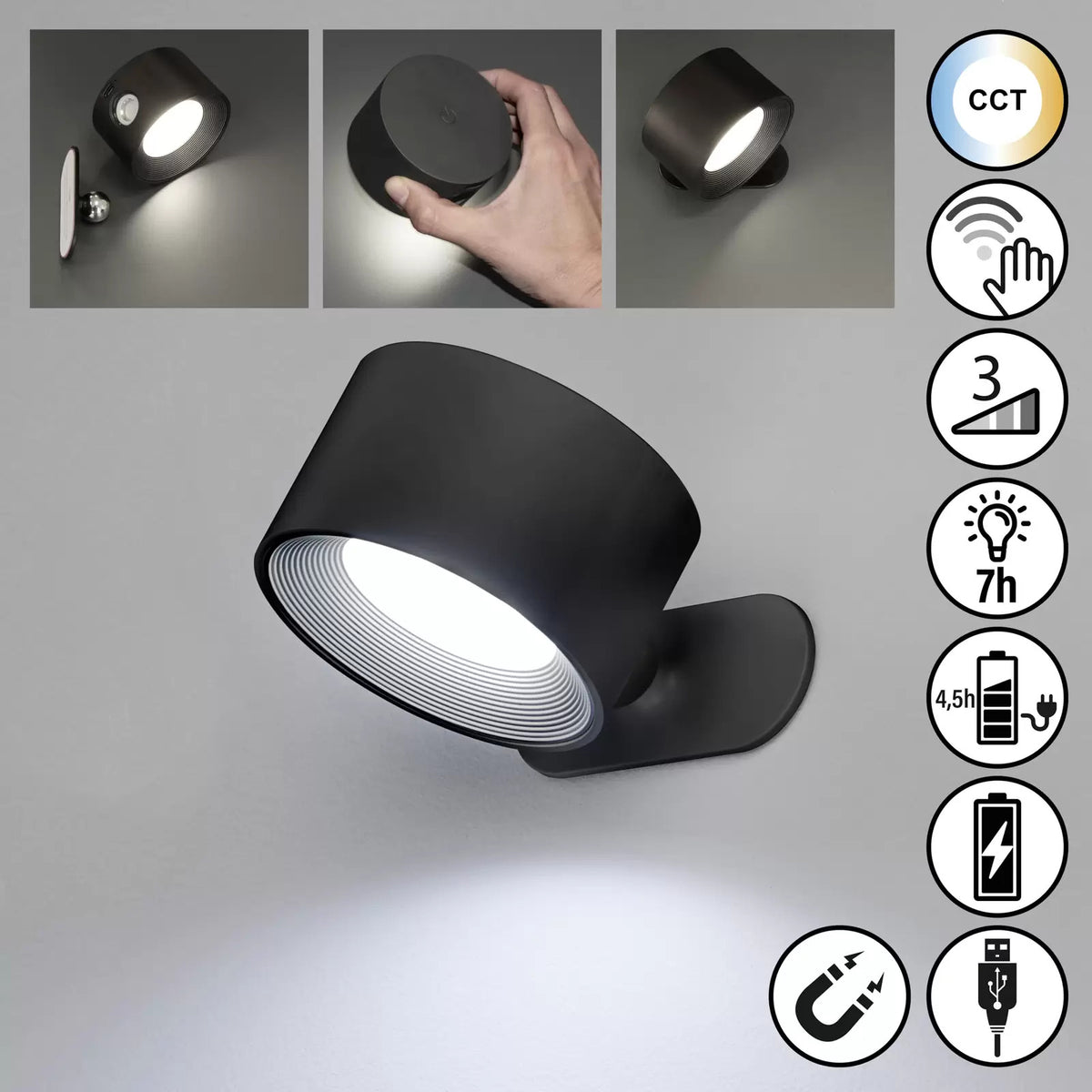 Homey Spot I Kabellose LED-Wandleuchte mit Dimmfunktion